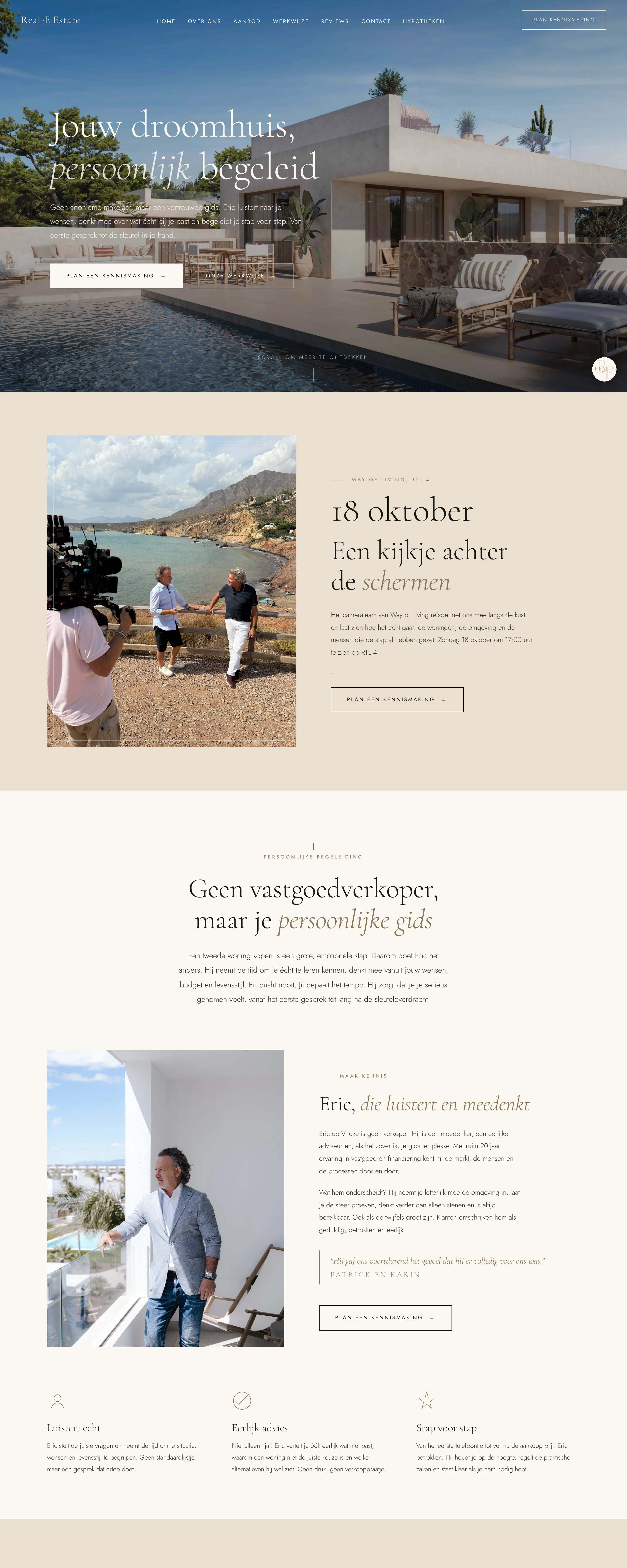 De opgeleverde website van Real-E Estate