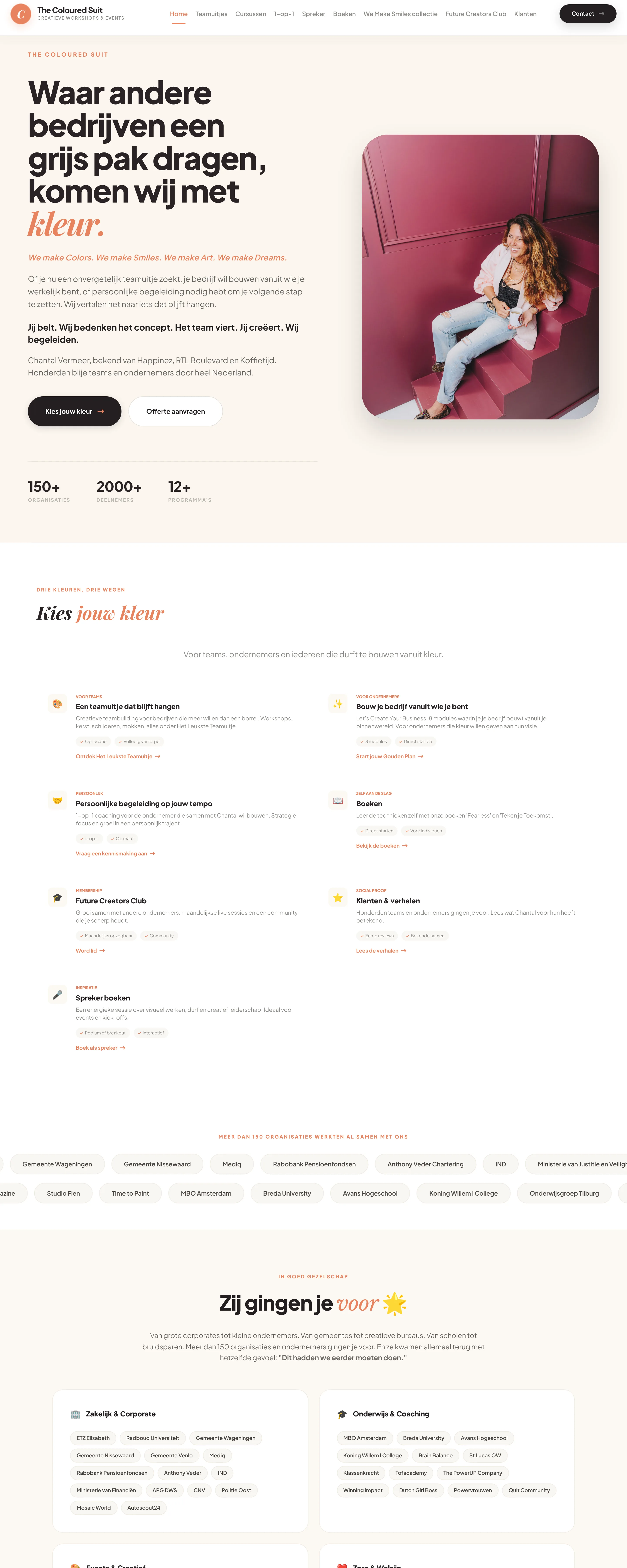 De opgeleverde website van The Coloured Suit