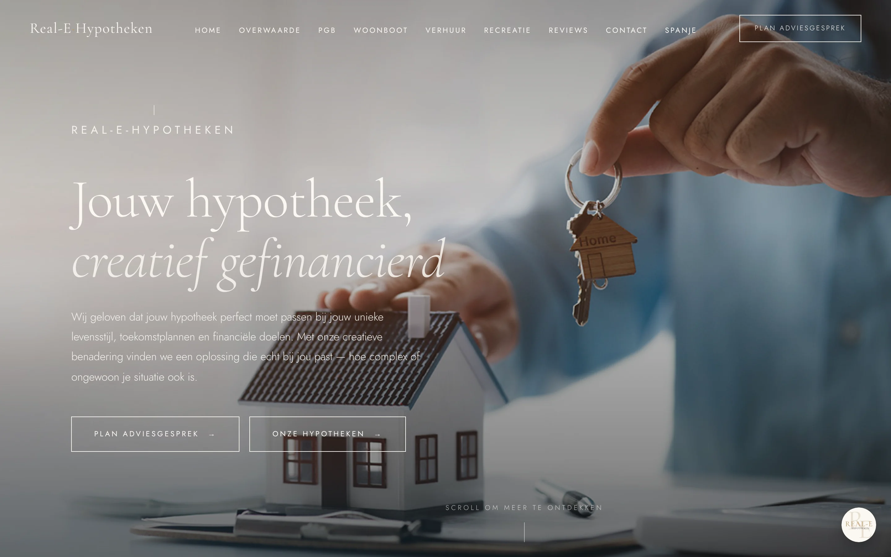 Homepage van Real-E Hypotheken