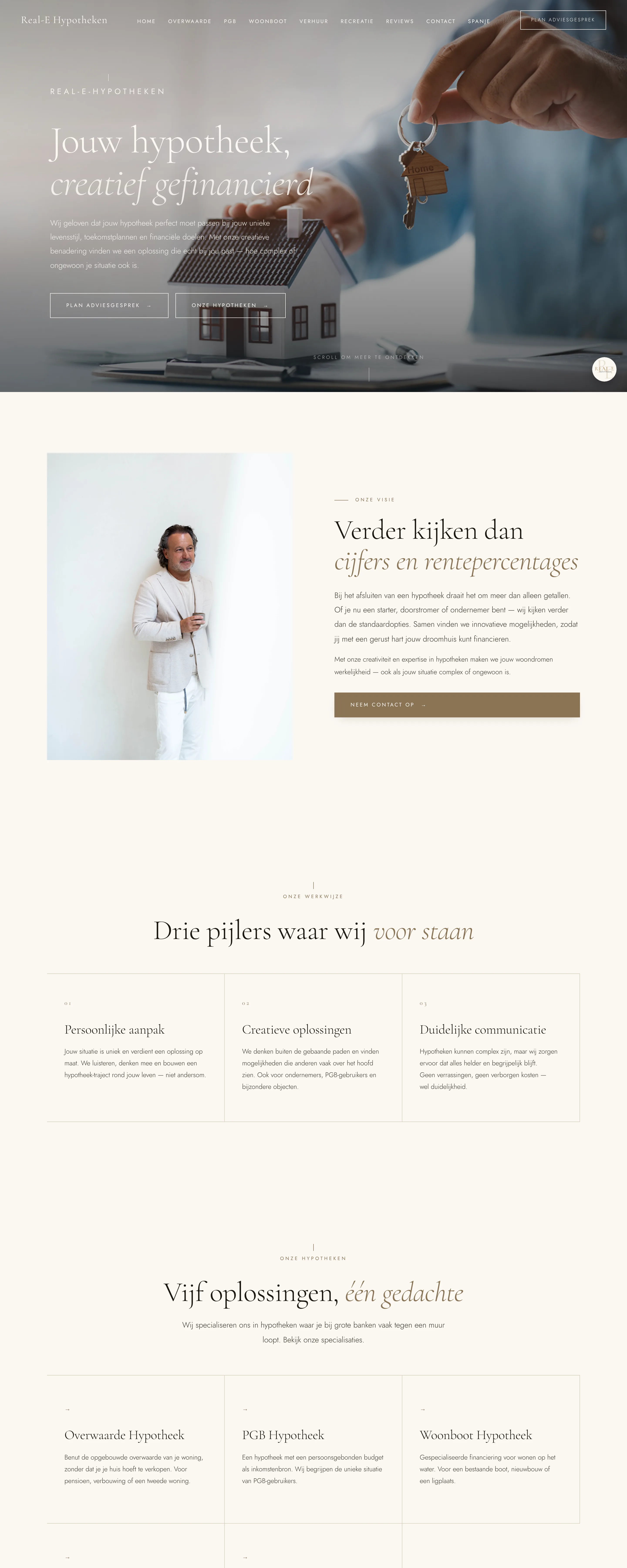 De opgeleverde website van Real-E Hypotheken
